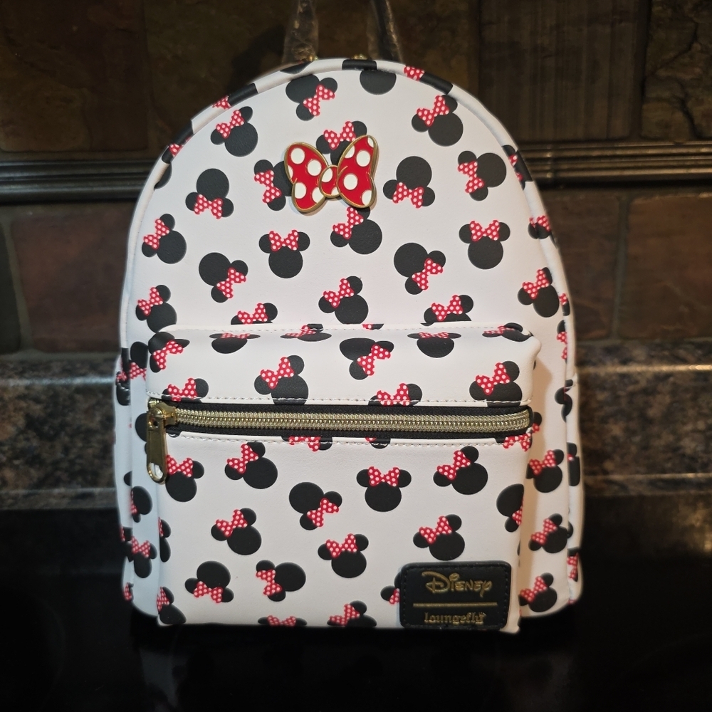 Loungefly Disney Minnie Mouse White and Black Backpack